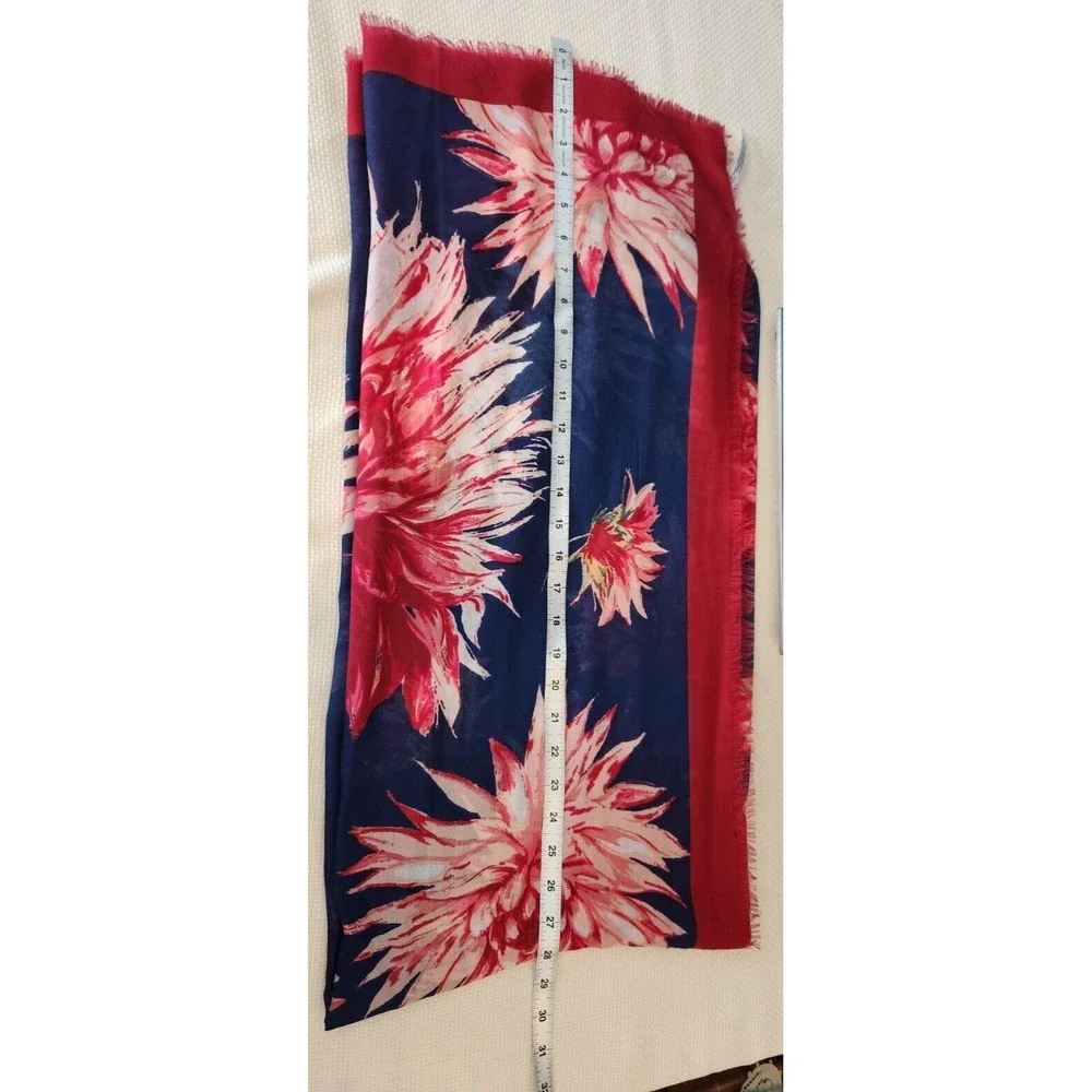 NWT Talbot's Pink Blue White Floral Colorful Long Scarf Wrap MSRP $44.50 27